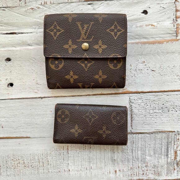 LOUIS VUITTON BROWN MONOGRAM WALLET/ 4 KEY WALLET SET VINTAGE - Picture 13 of 13